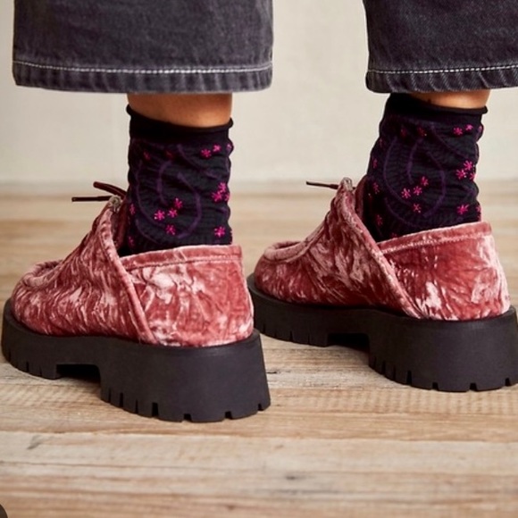 Free People Convertible Velvet Loafers Platform Creepers Oxford Boots Lug Sole - Picture 4 of 9